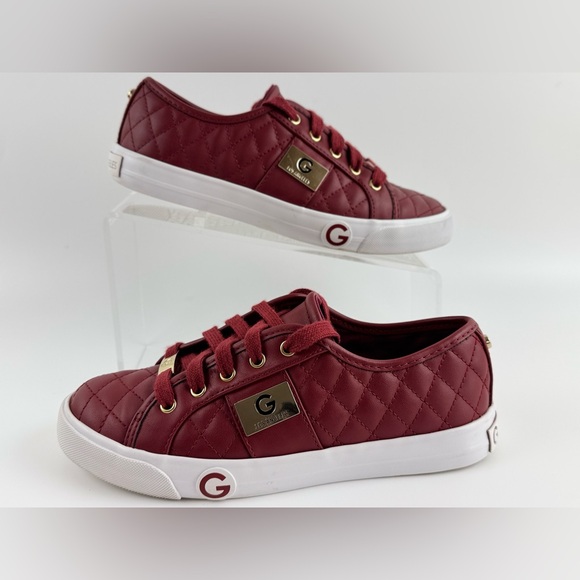 GBG By Guess Los Angeles Shoes - GBG Guess Los Angeles Women's Burgundy Quilted Sneakers Size 6M, Gold Backers
